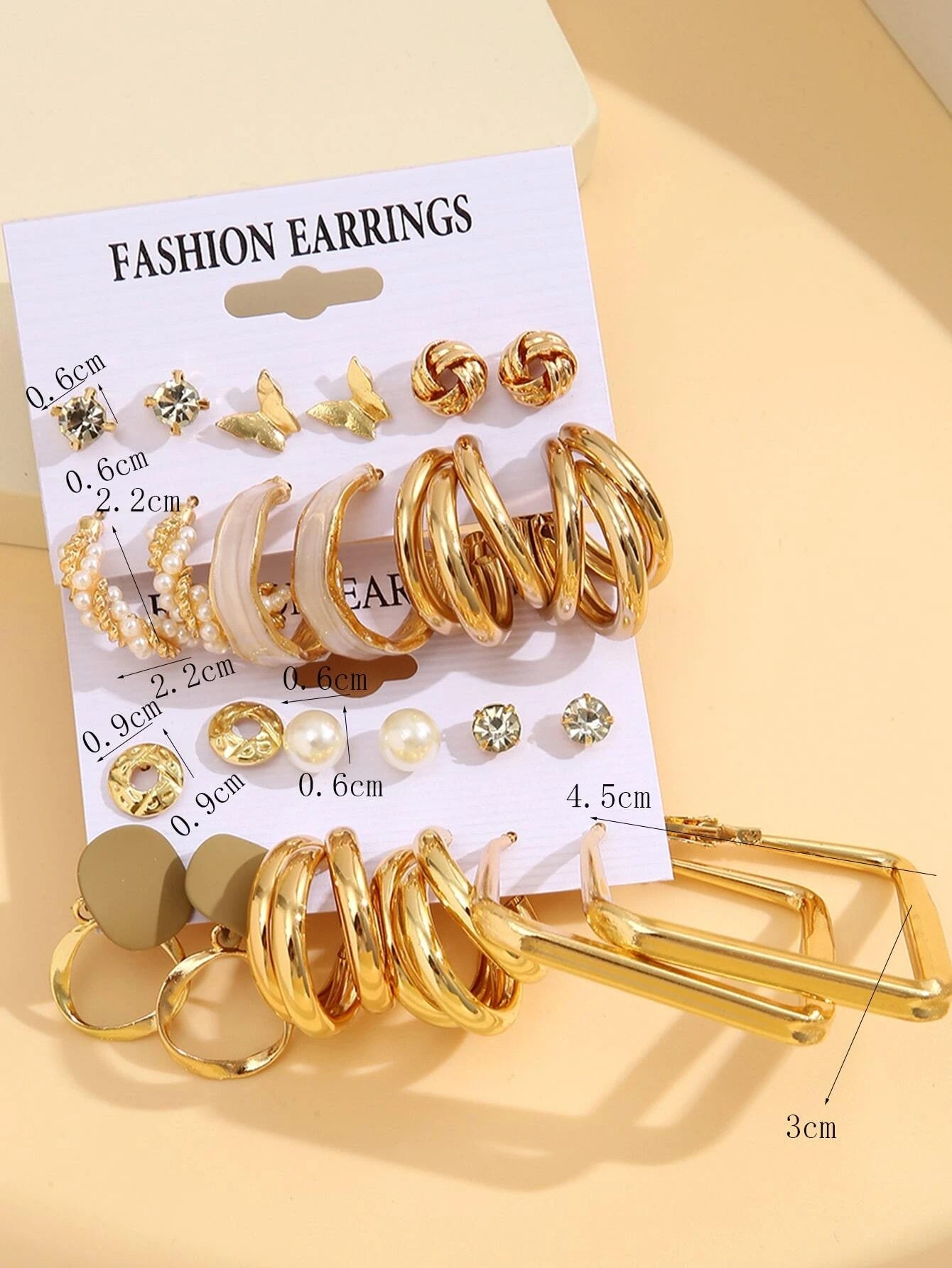 24Pcs Simple Rhinestone Faux Pearl Earrings with Metallic Geometric Design for Women, Perfect for Vacation, Dating, Gifts and Daily Wear