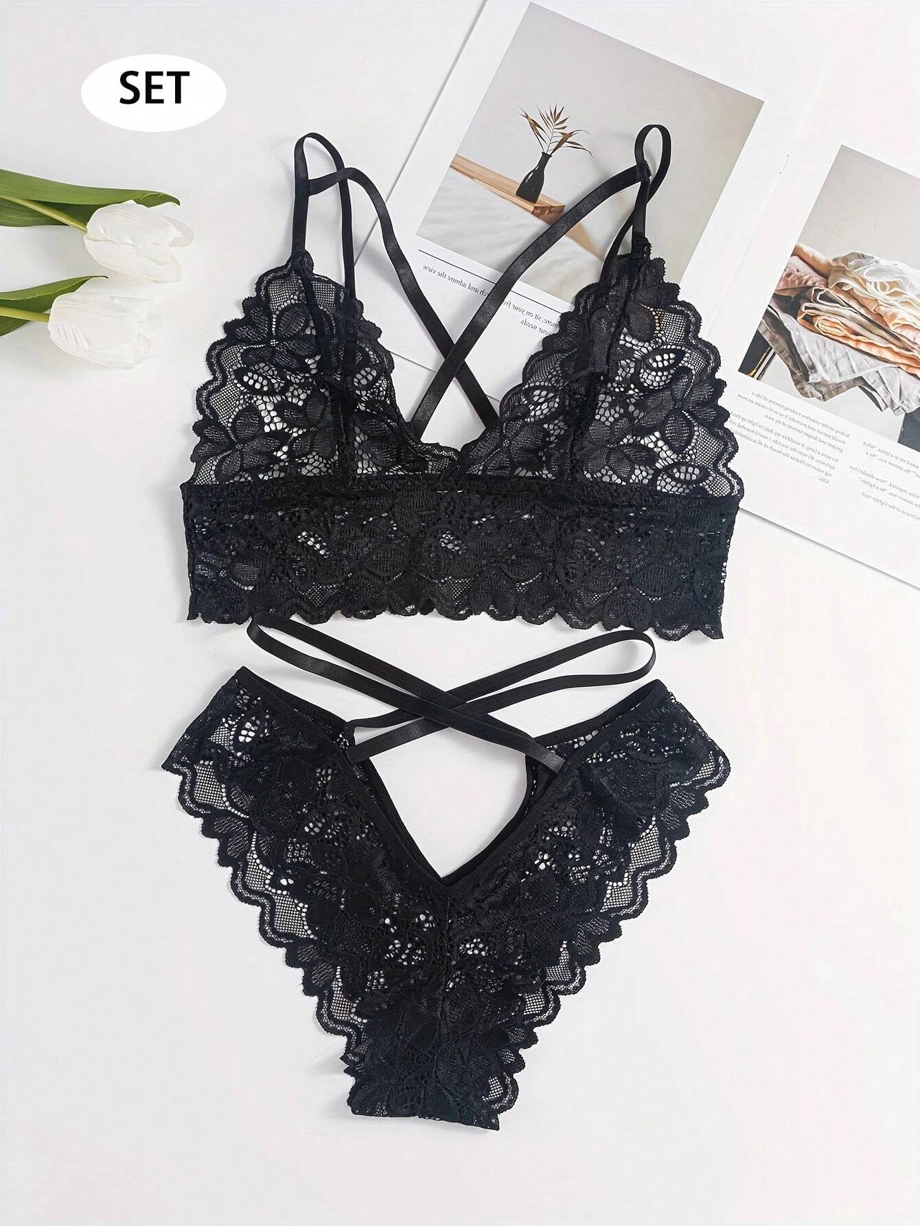 Women'S Floral Lace Sexy Lingerie Set with Bra & Panties