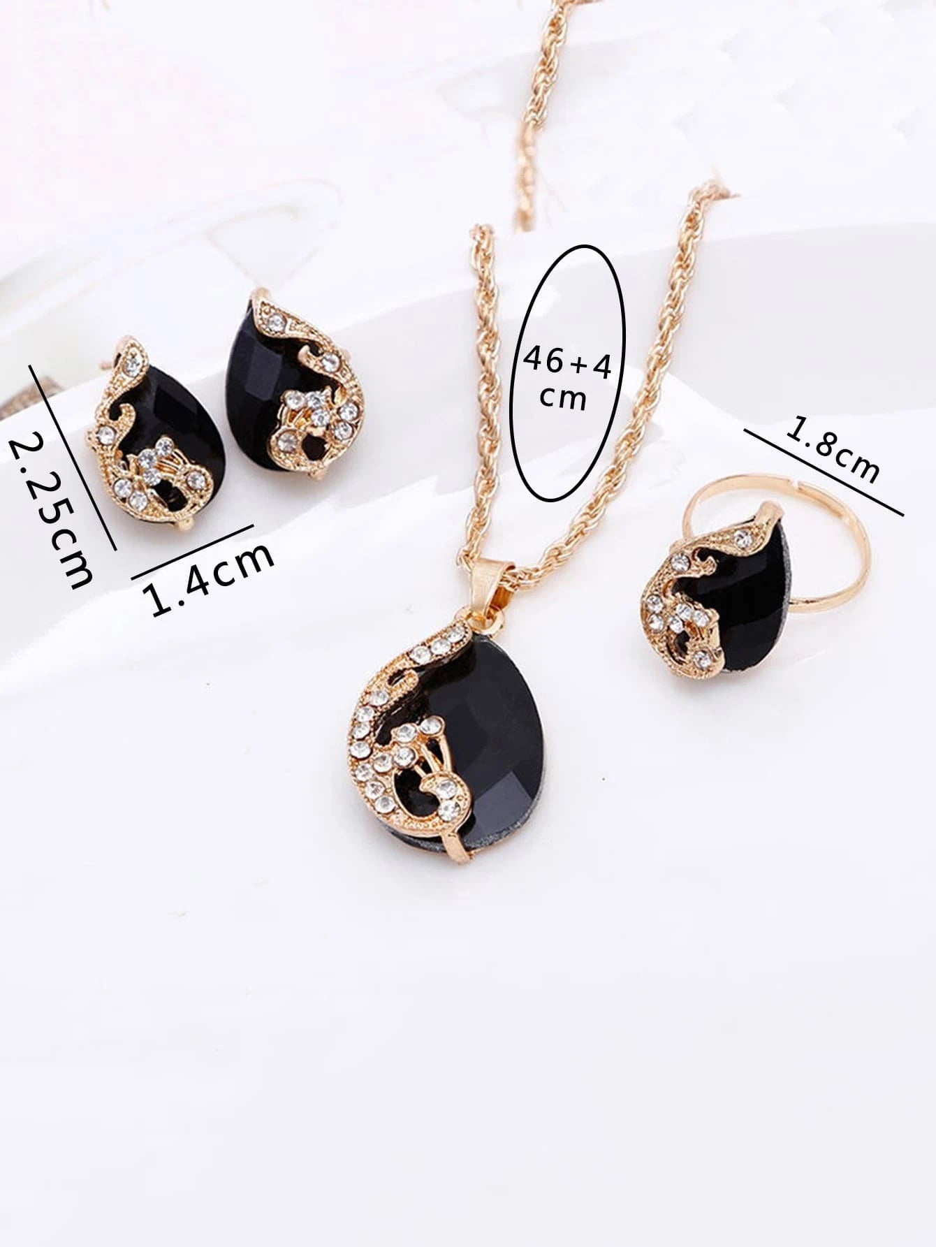 4Pcs Rhinestone Water-Drop Decor Jewelry Set