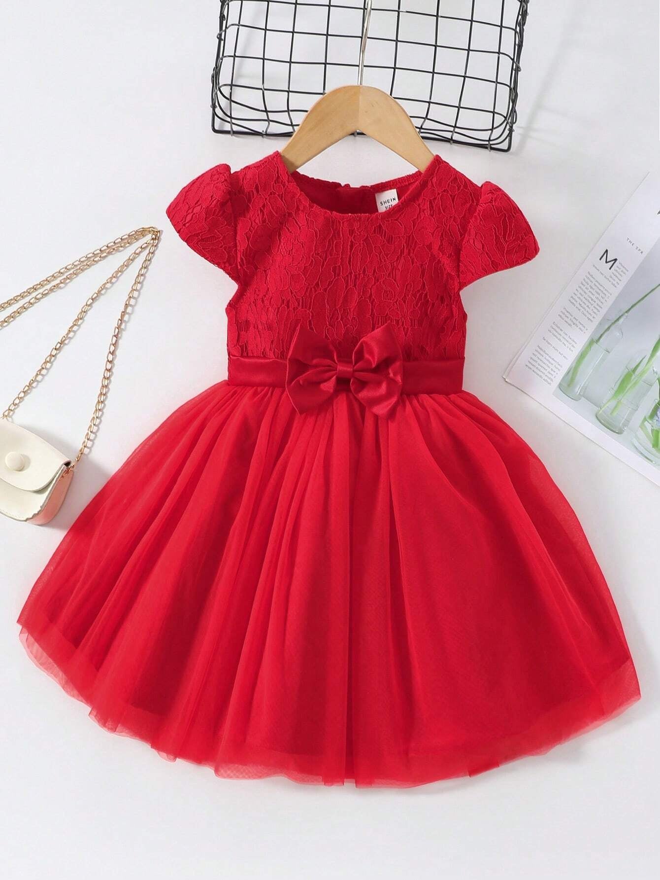 Young Girl Gorgeous Butterfly Bow Decoration Patchwork Lace Tulle Dress