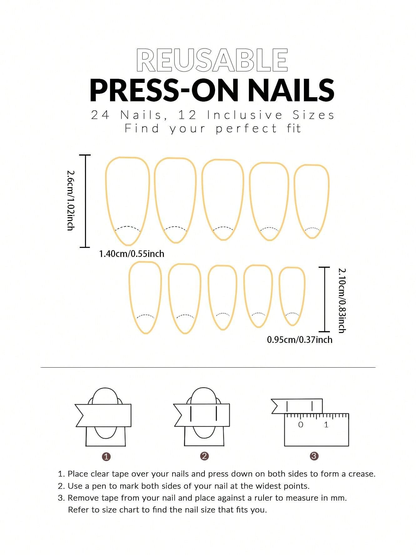 Get Glamorous with 24Pcs Long Almond Marble Smudge Glitter Fake Nail & 1Pc Nail File & 1Sheet Tape