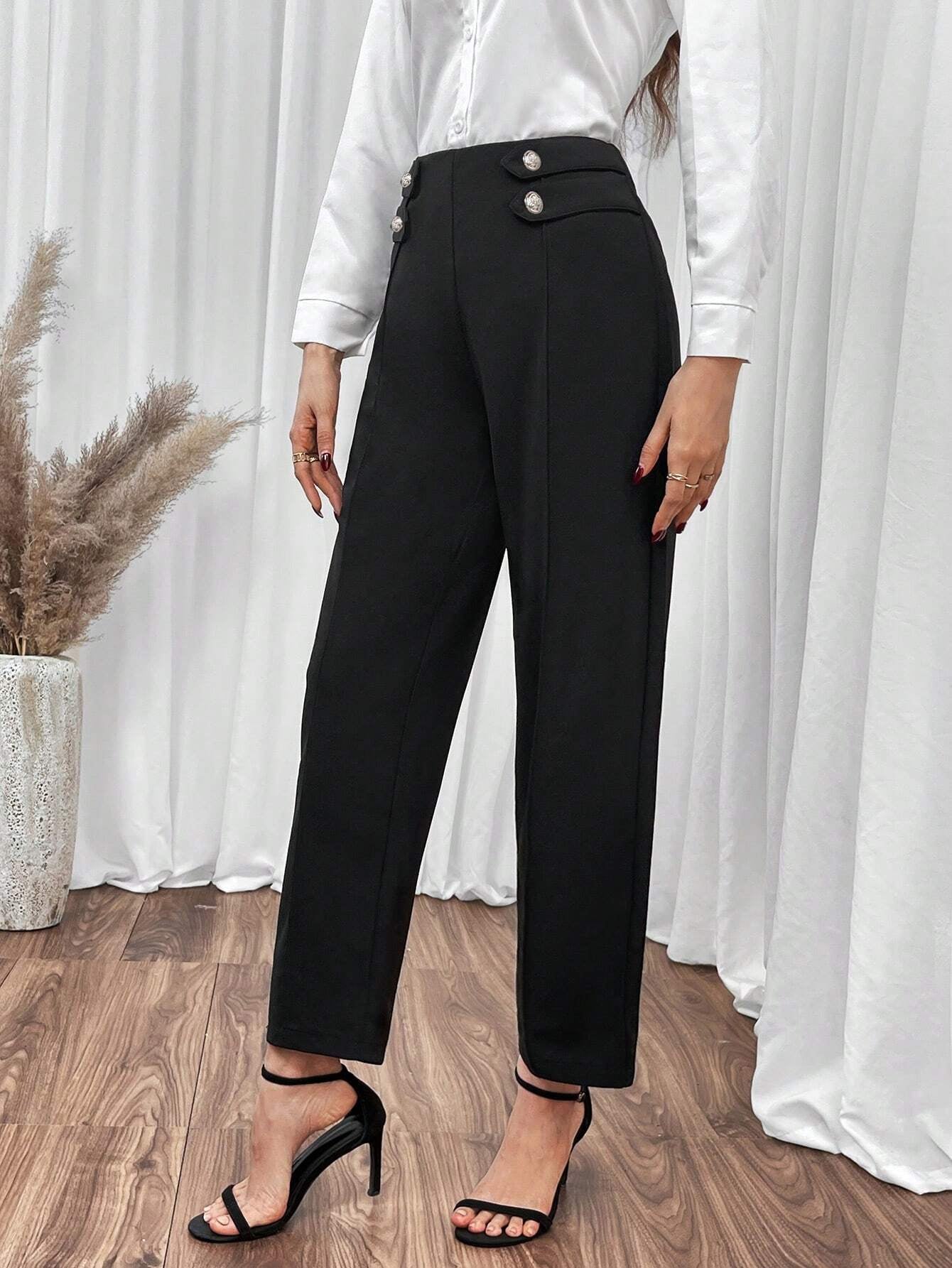 Frenchy Women'S Cone Pants with Button Detail
