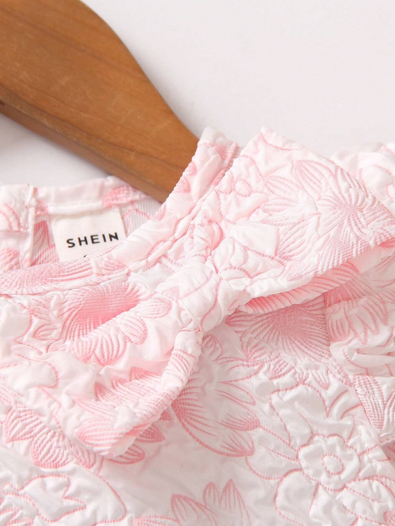 1Pc Baby Girls' Casual Stylish Qipao Style Sleeveless Dress with round Neck, Butterfly Bowknot & Floral Print, Summer