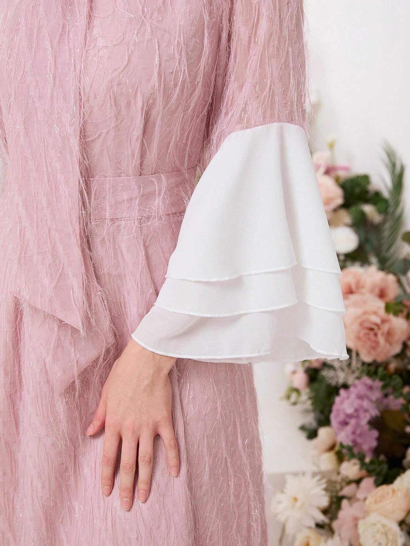 Modely Contrast Panel Belted Dress