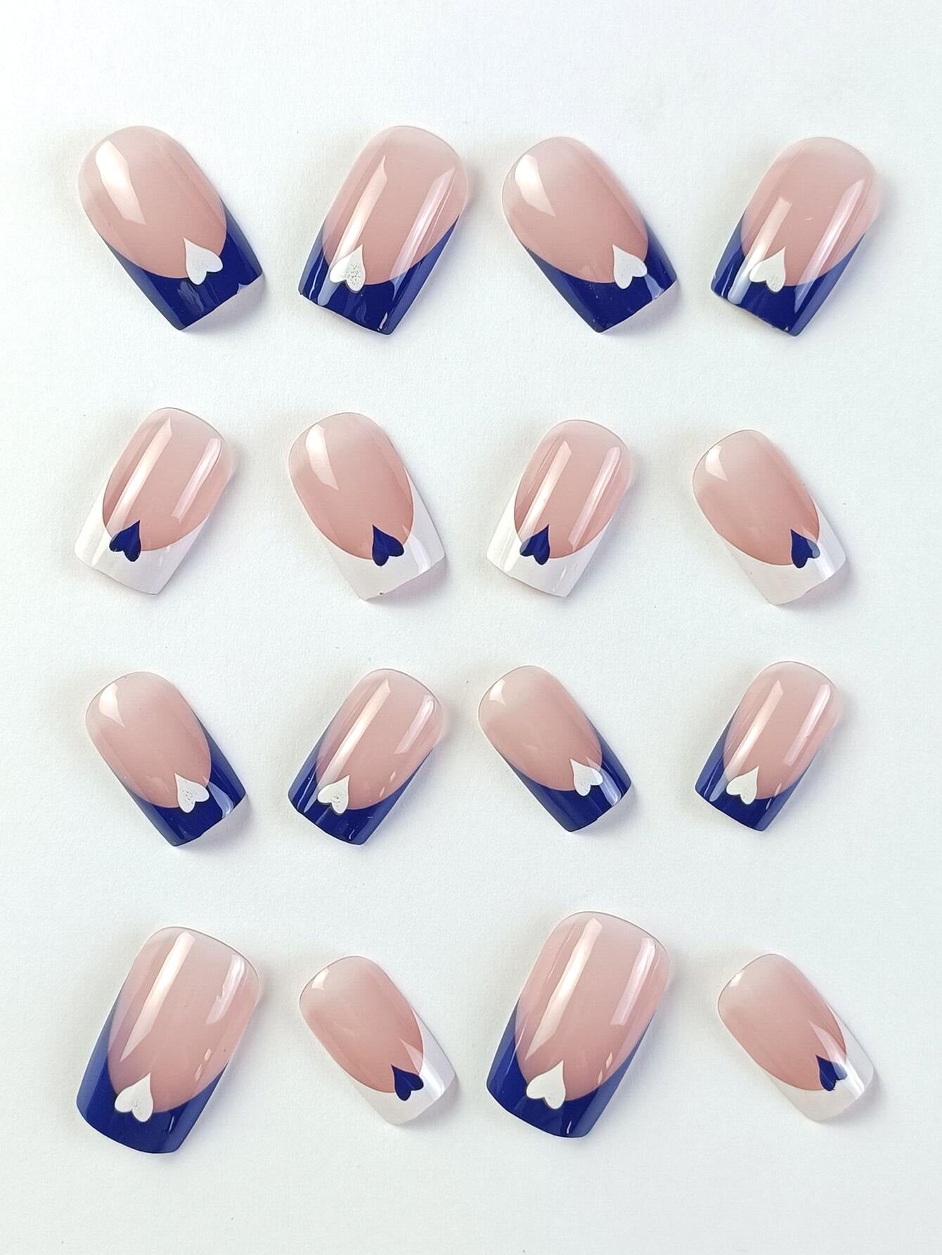 Upgrade Your Appearance: 24Pcs/Set Short Oval Shaped Ice-Clear & Pink & White Ombre False Nails, Suitable for Party, Dance & Daily Style Wear