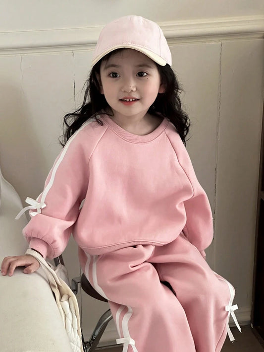 DAZY مجموعة 2قطعة من الفتيات البنات سترات محبوكة بياقة مستديرة، الخريف