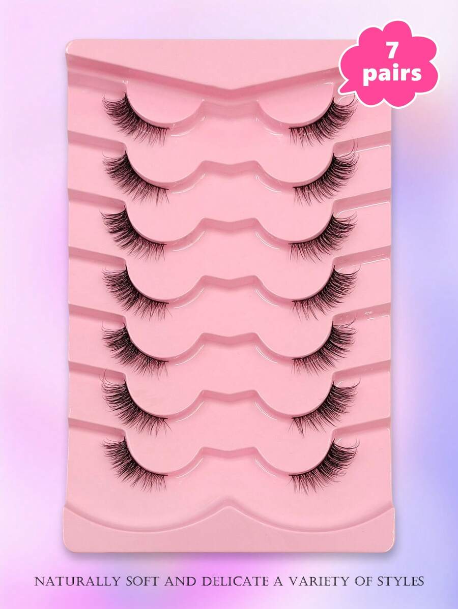 SHEIN Asiteo رموش 7 أزواج نصفية طبيعية ذيل عين القطة