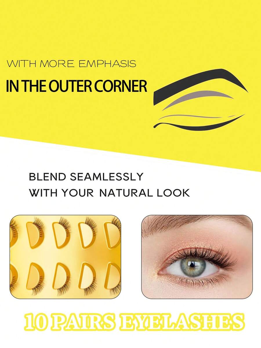 SHEIN طقم 5 أزواج رموش عين القطة النصفية