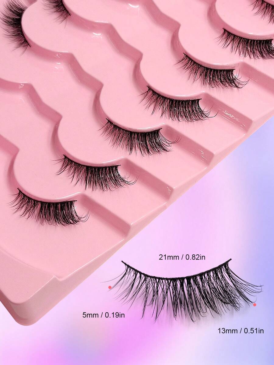 SHEIN Asiteo رموش 7 أزواج نصفية طبيعية ذيل عين القطة