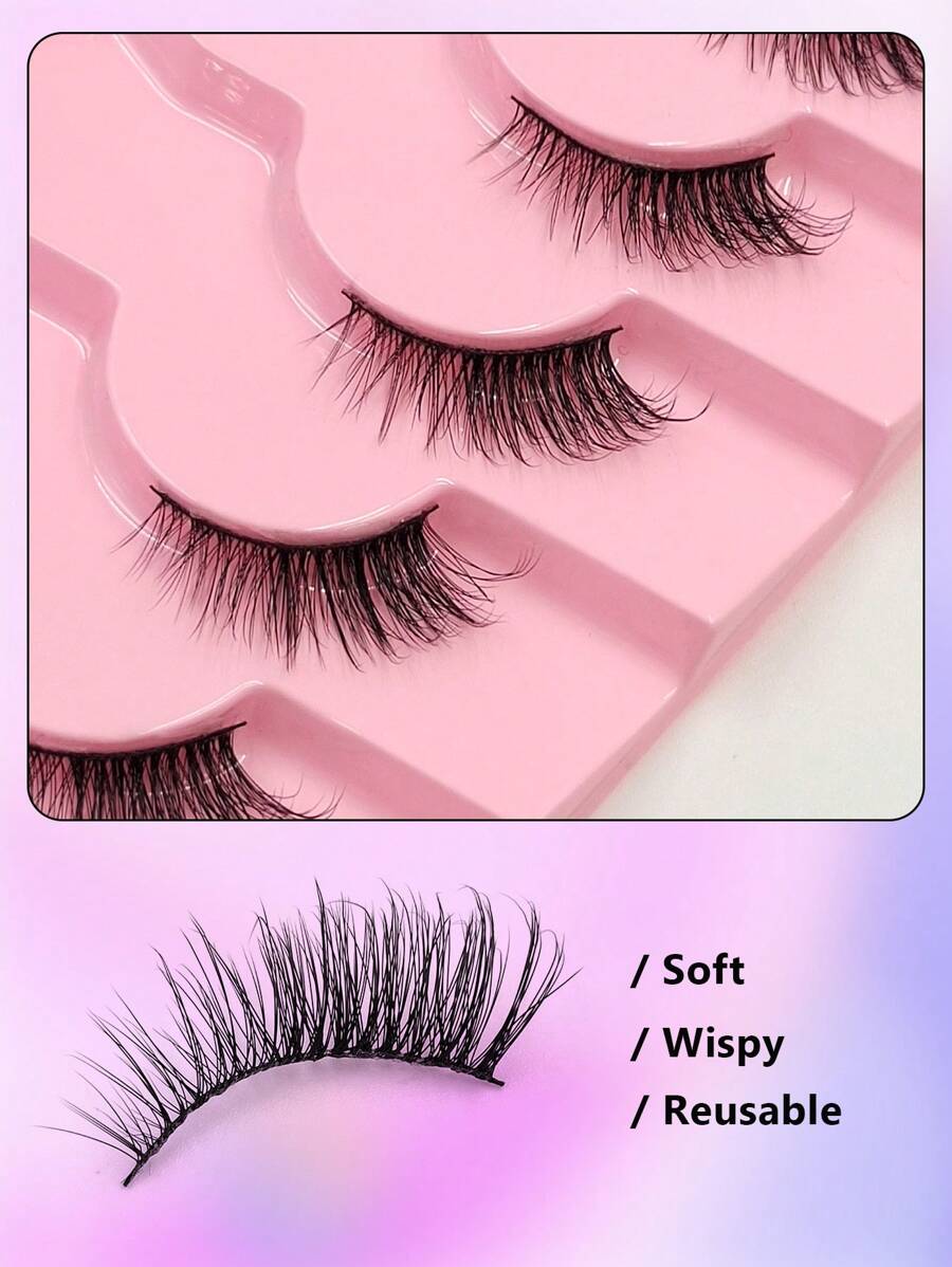 SHEIN Asiteo رموش 7 أزواج نصفية طبيعية ذيل عين القطة