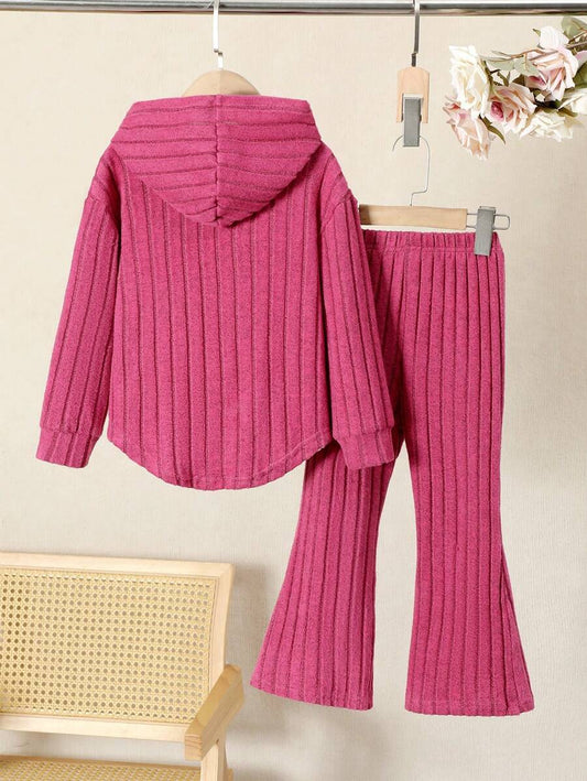 بنطلون وبلوزة ذات كم طويل، طقم كاجوال للفتاة الصغيرة، خريفي