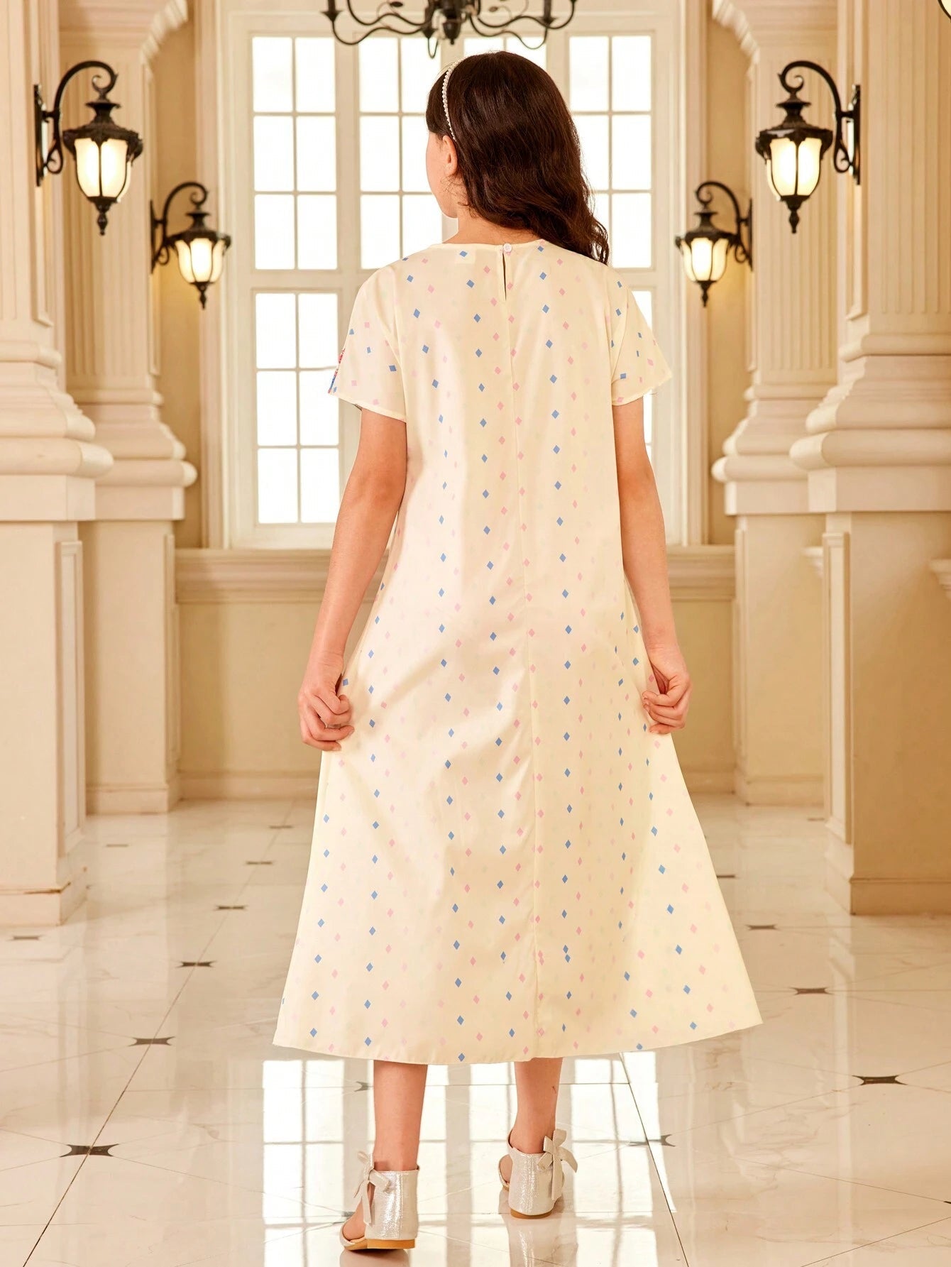 Tween Girls' Elegant Long Printed Dress
