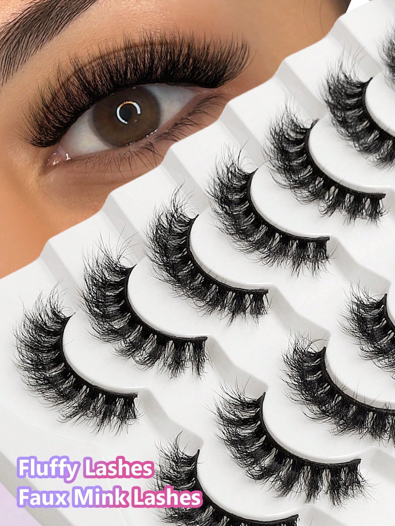 7 Pairs Russian Strip Lashes Fluffy Mink Lashes 3D False Eyelashes Russian Volume Eyelashes Fake Eyelashes Dramatic Messy Mink Lashes