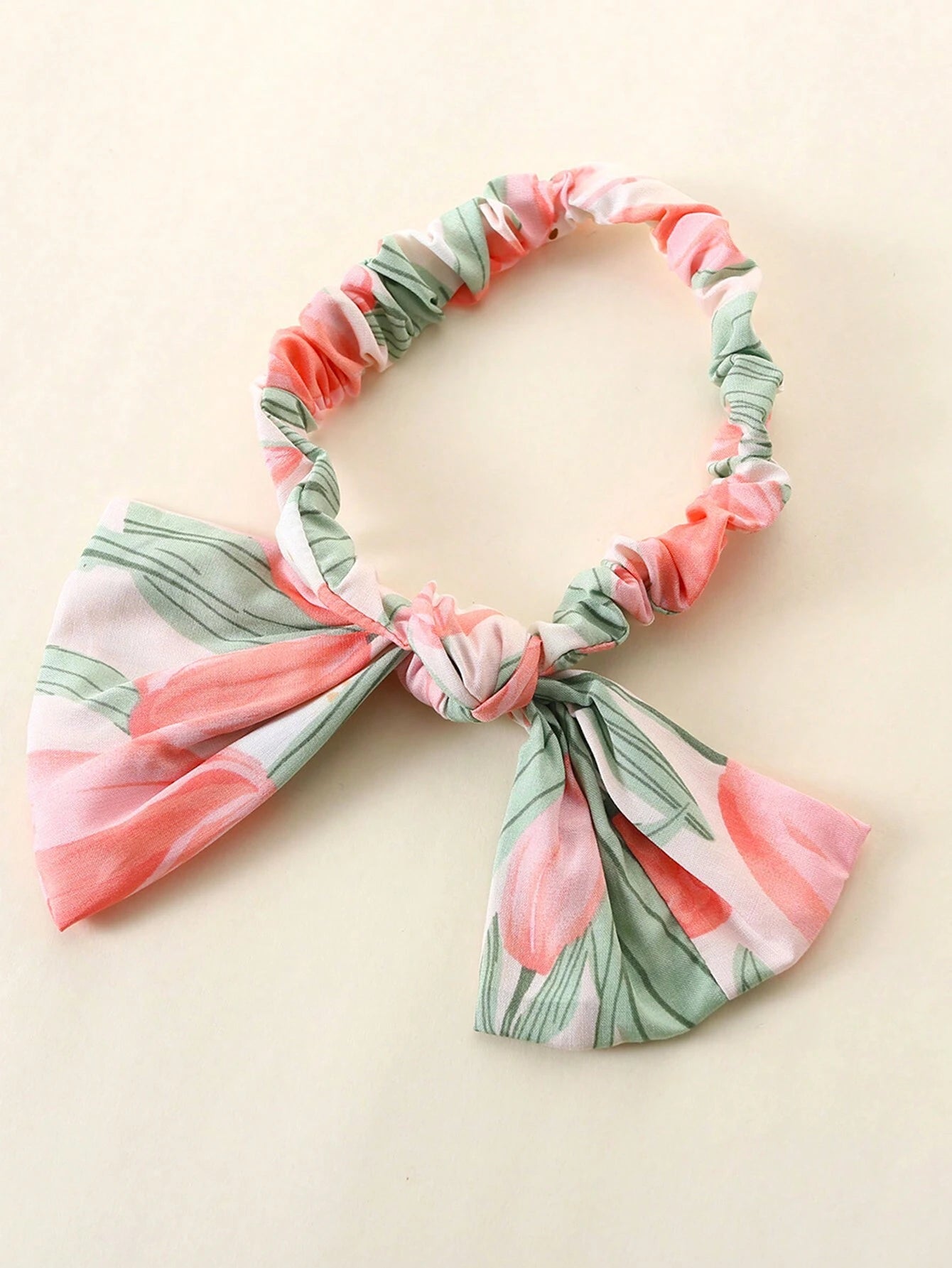 Baby Girl'S Full Print Floral Dress with Ruffled Hem and Headband