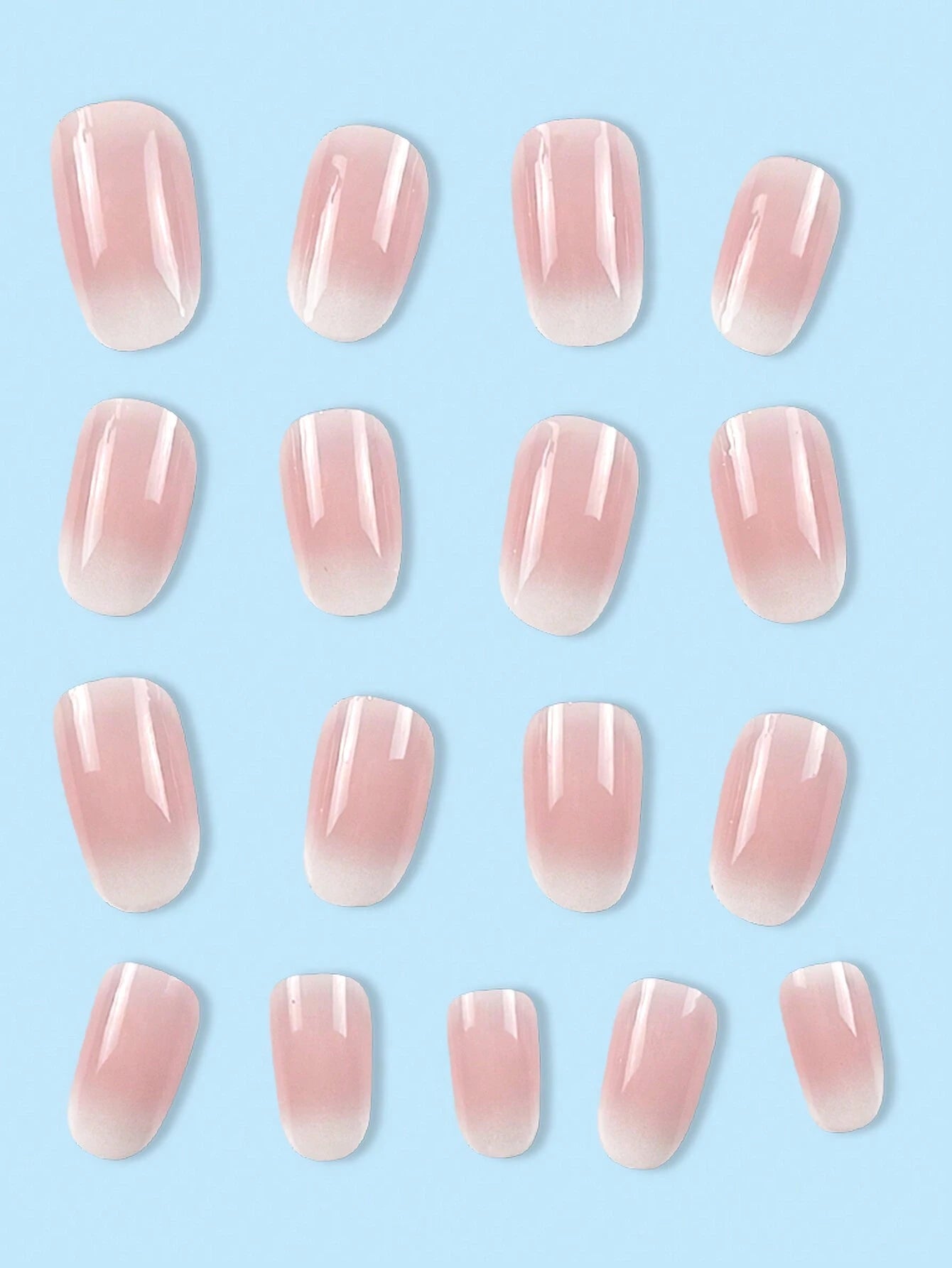 Upgrade Your Appearance: 24Pcs/Set Short Oval Shaped Ice-Clear & Pink & White Ombre False Nails, Suitable for Party, Dance & Daily Style Wear