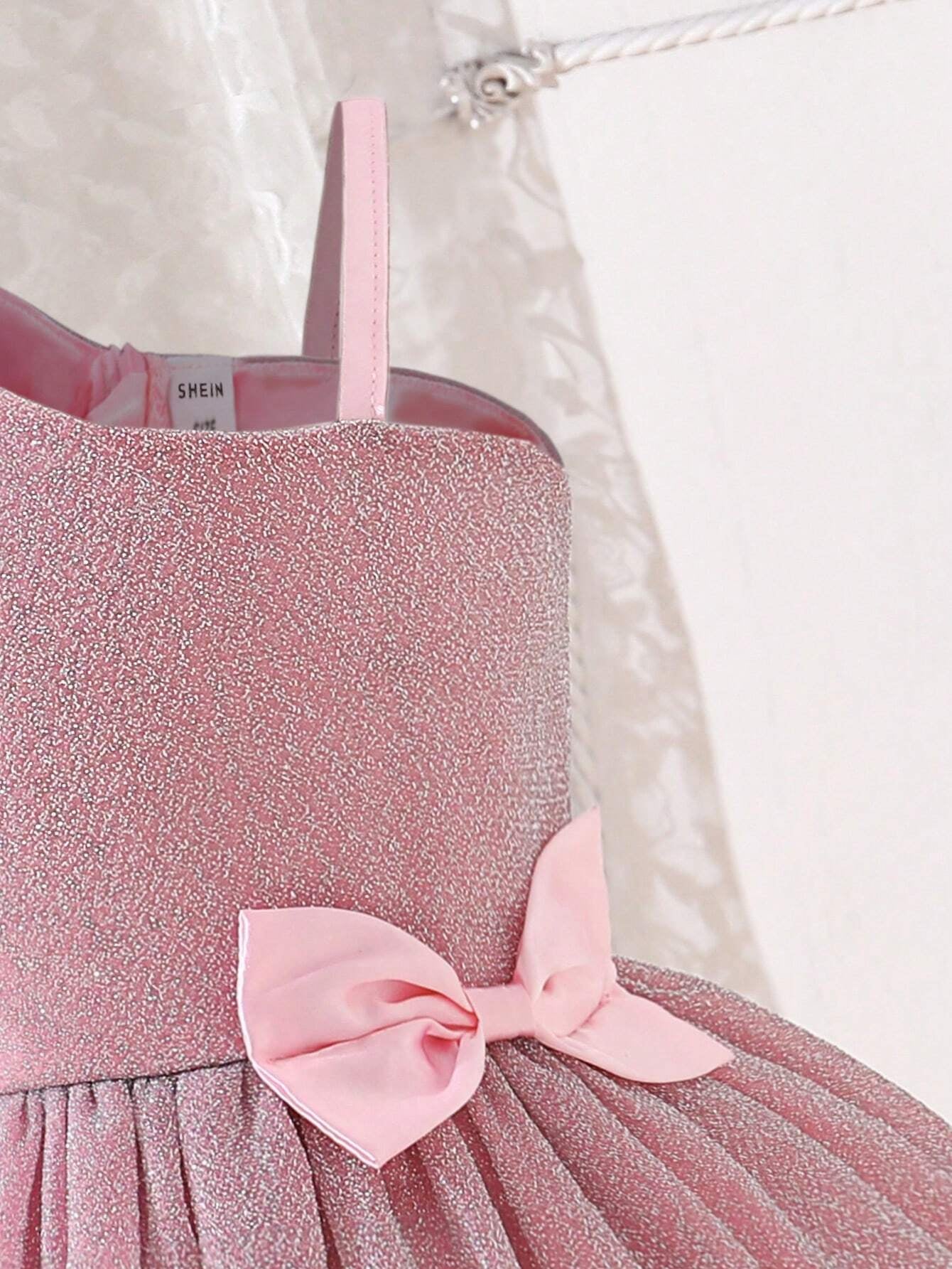 Young Girl Asymmetrical Neck Bow Front Dress