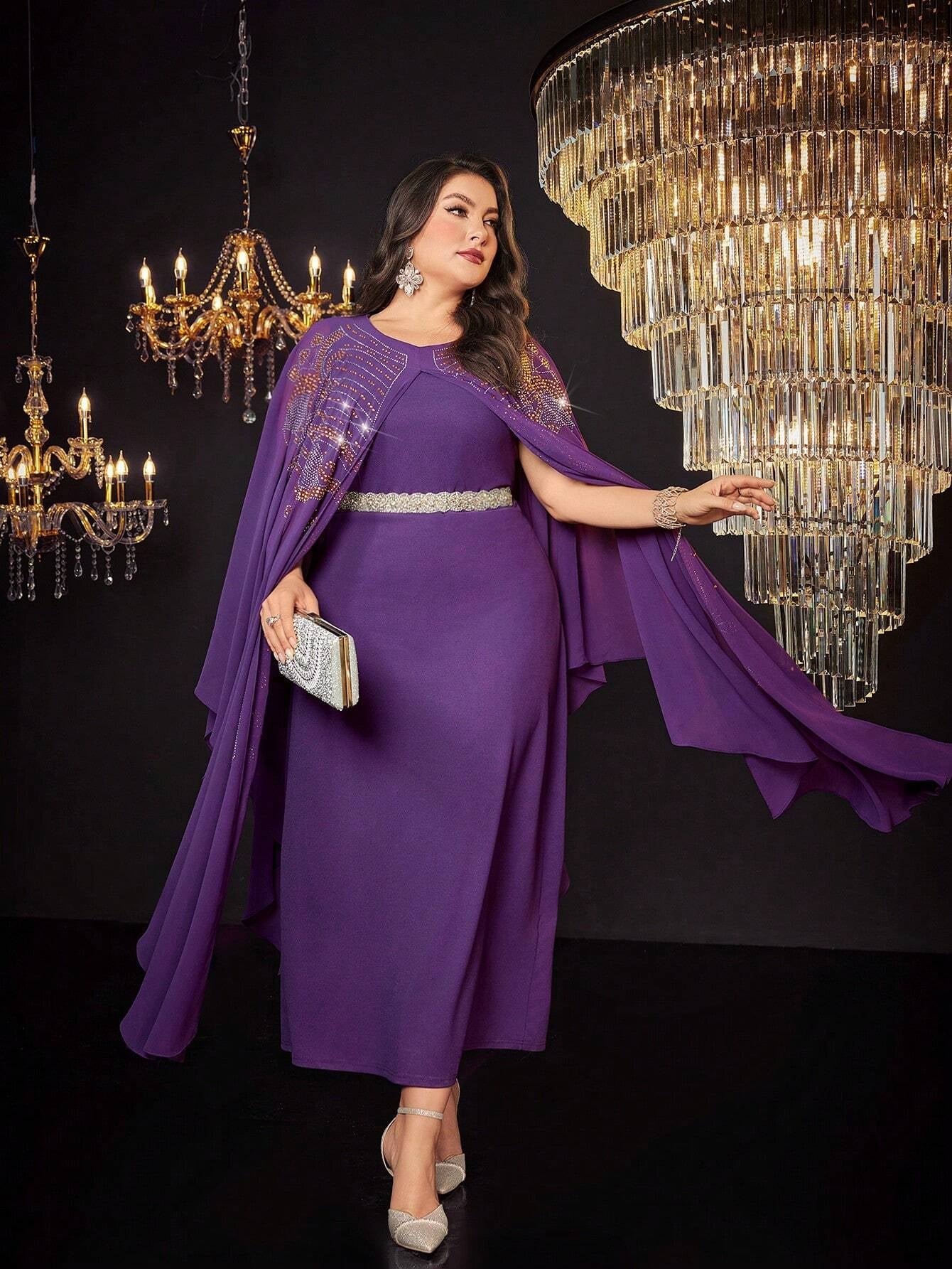 Najma plus Rhinestone Detail Batwing Sleeve Kaftan