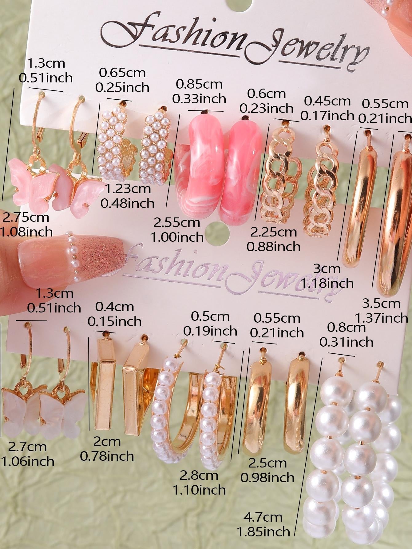 20Pairs/Set Fashionable Zinc Alloy Butterfly & Faux Pearl Decor Earrings for Women for Daily Decoration
