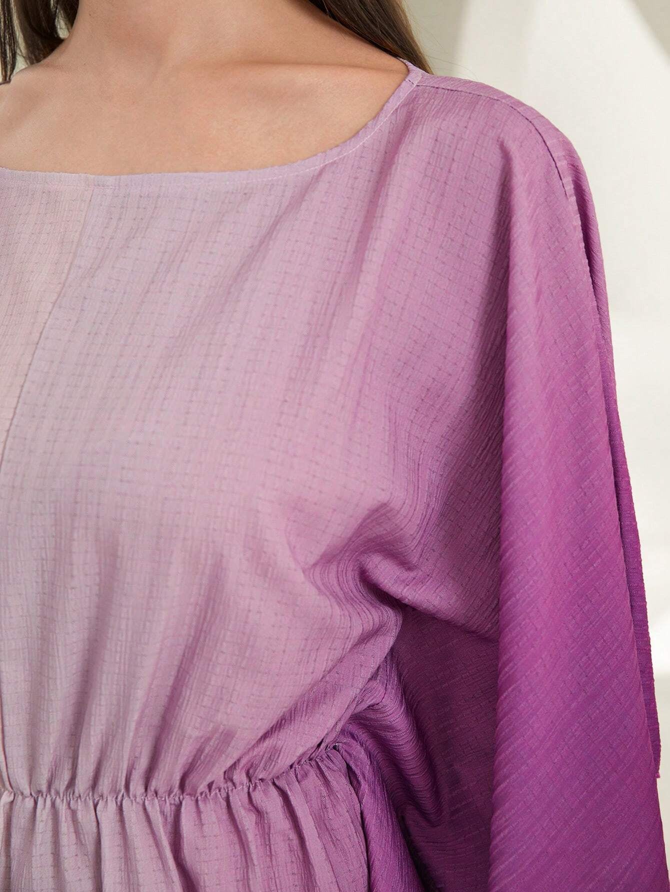Najma Ombre Print Batwing Sleeve Dress