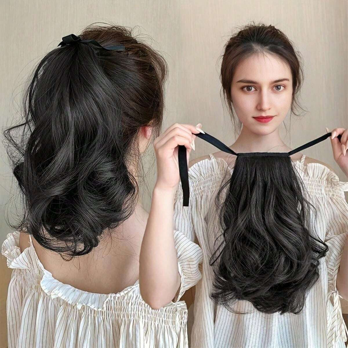 SHEIN ذيل حصان بودي ويف مع شريط ربط ودبوس