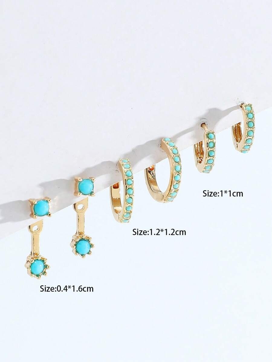SHEIN 3 أزواج أقراط بتصميم هندسي