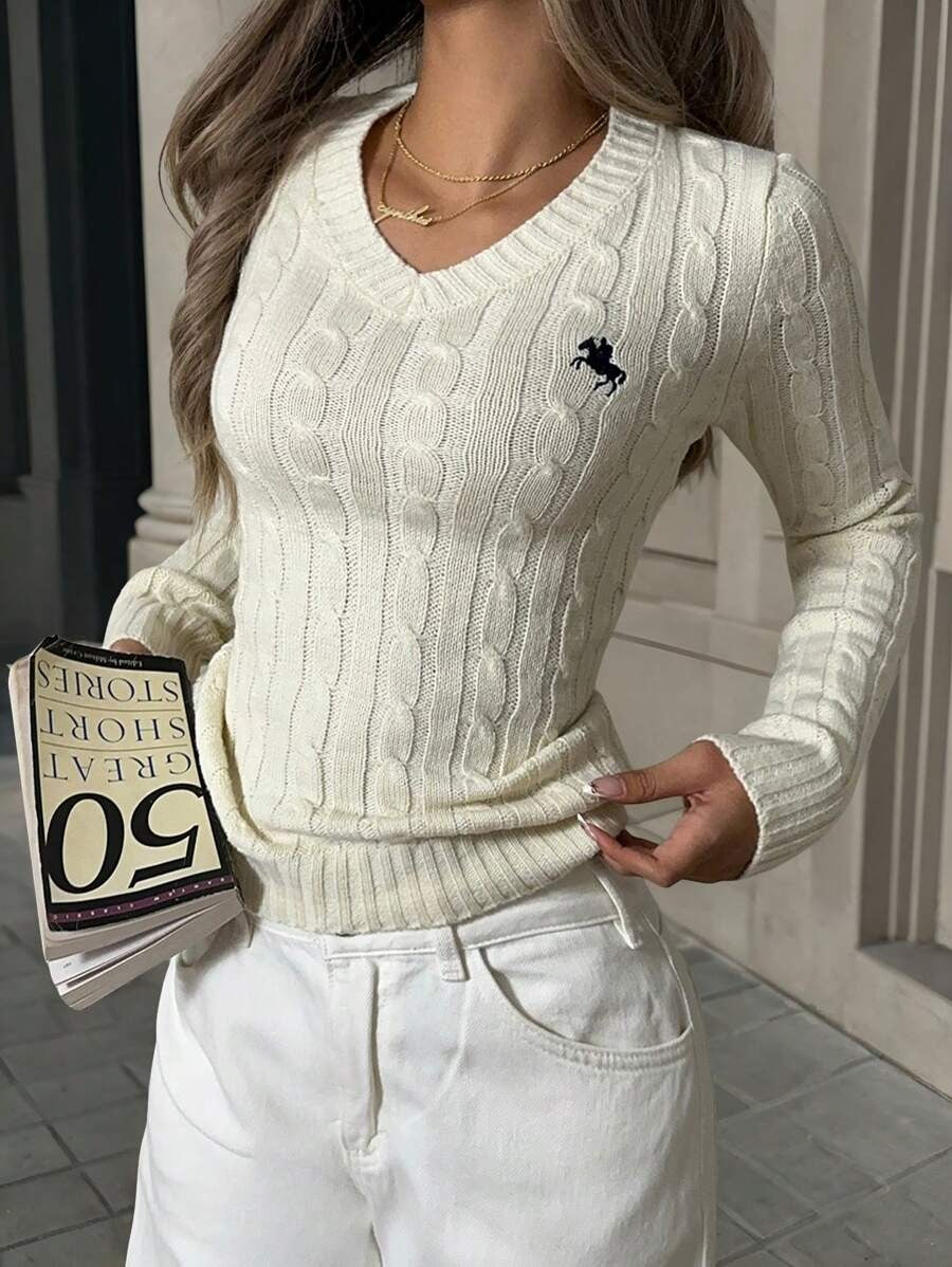 SHEIN كنزة صوفية بلون بيج