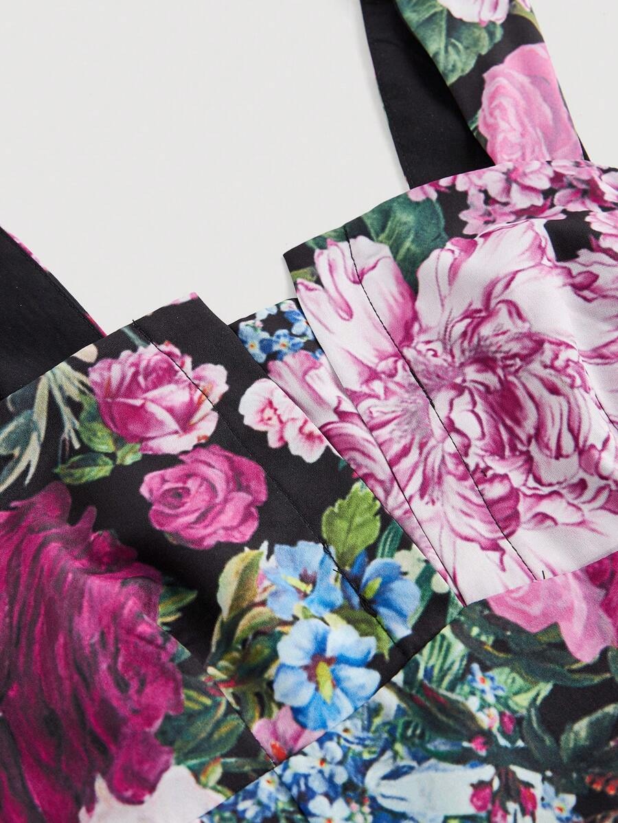SHEIN MOD فستان طويل بطباعة أرجواني بطراز ملكي قديم