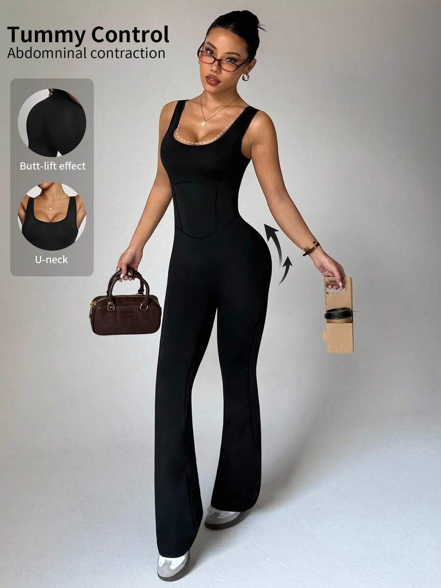 SHEIN Dewbera جمبسوت رياضي نسائي أسود