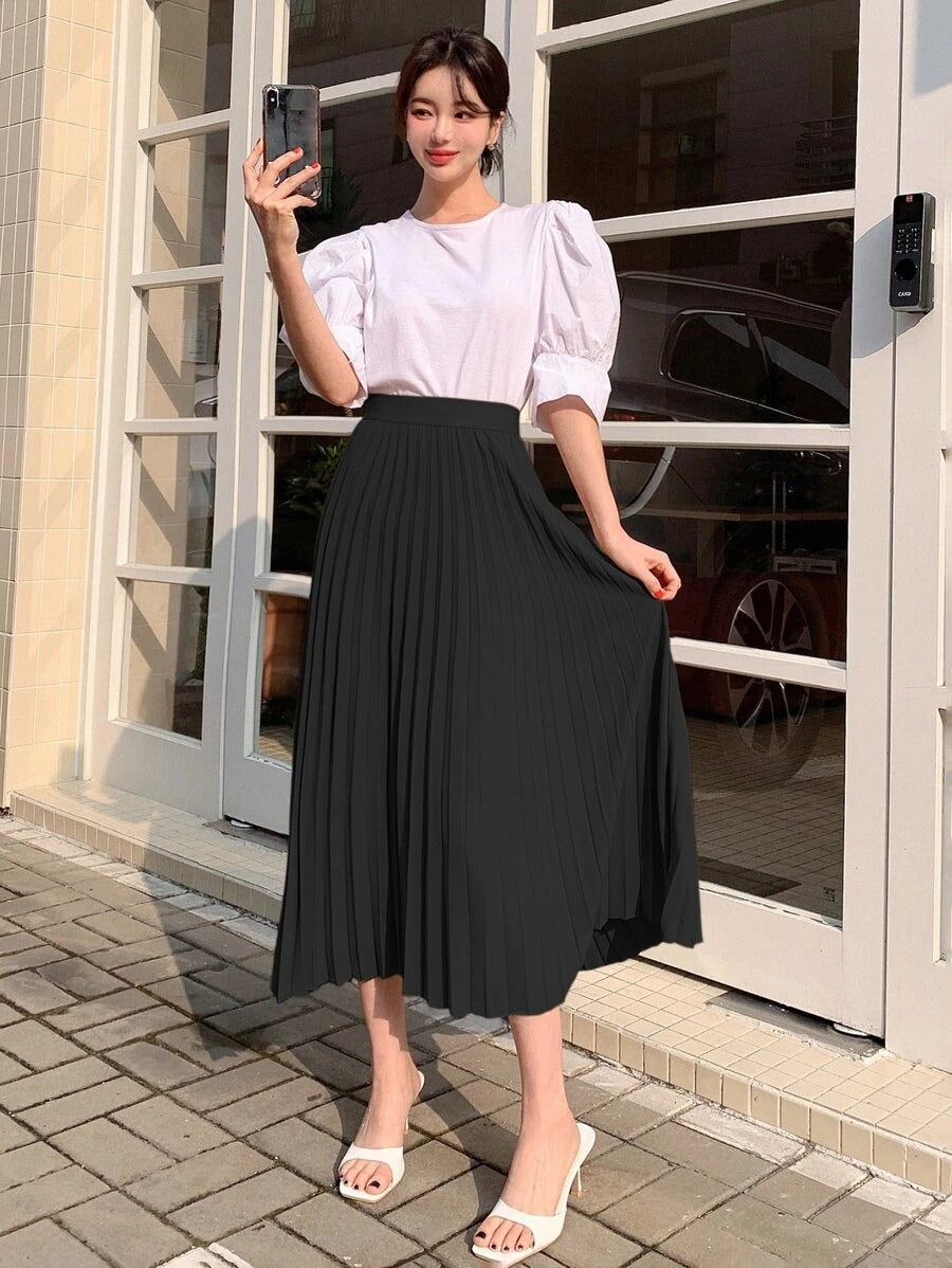 SHEIN Wynsel تنورة متموجة بكسرات