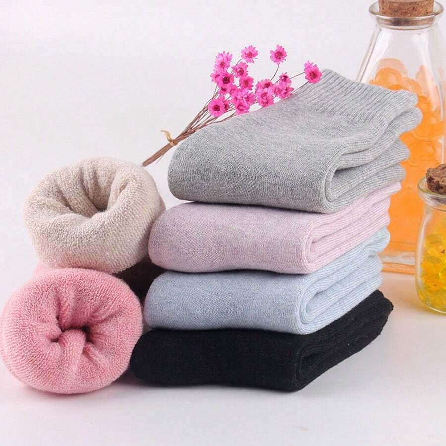 SHEIN 5 أزواج جوارب نسائية شتوية سميكة