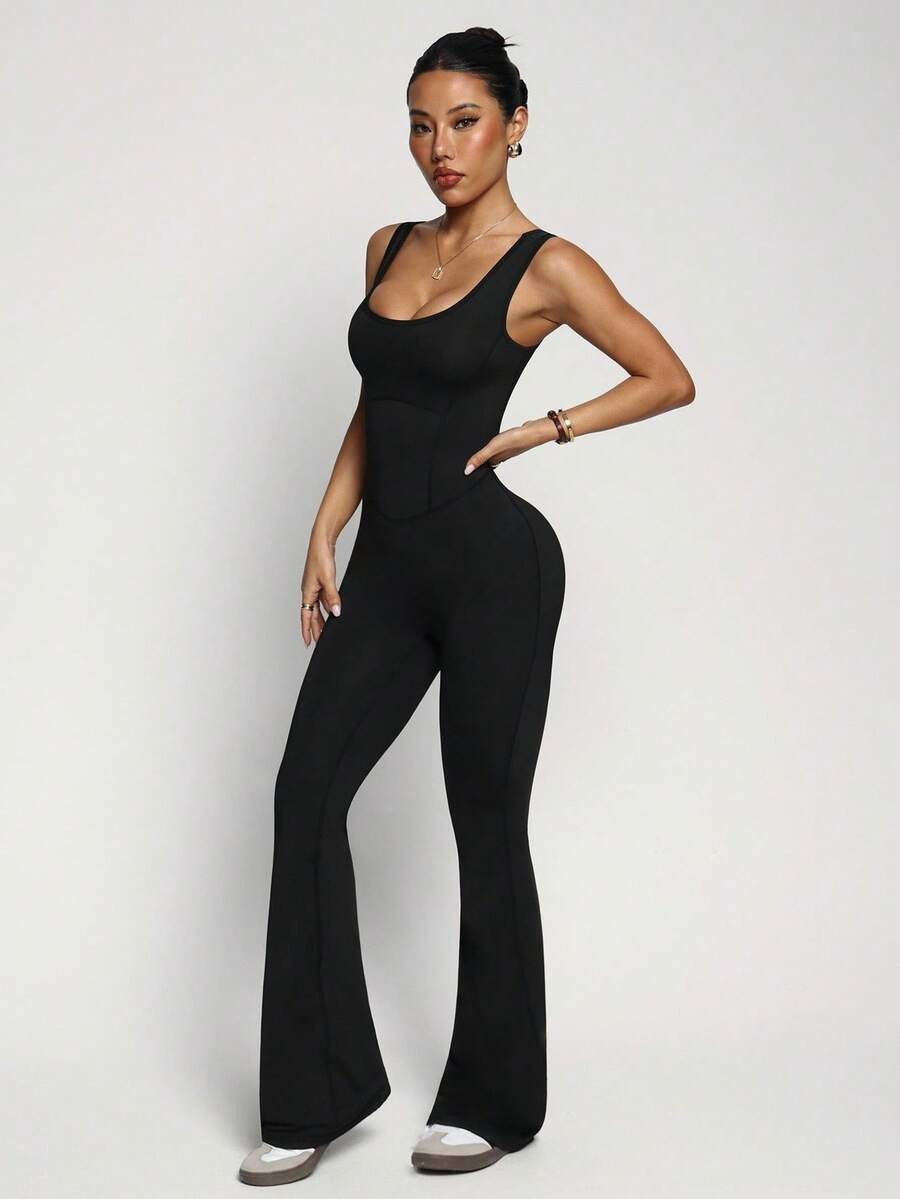 SHEIN Dewbera جمبسوت رياضي نسائي أسود