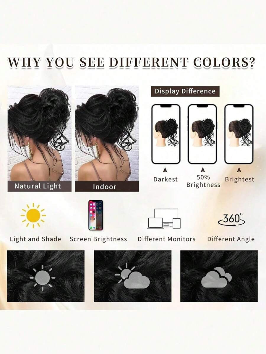 SHEIN وصلة شعر للكعكة خصل مجعدة بتصميم كثيف وطبيعي