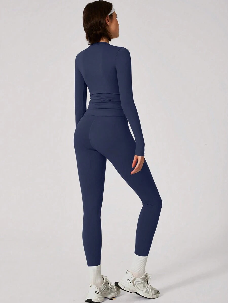 SHEIN طقم رياضي نسائي قطعتين أزرق بحري أنيق