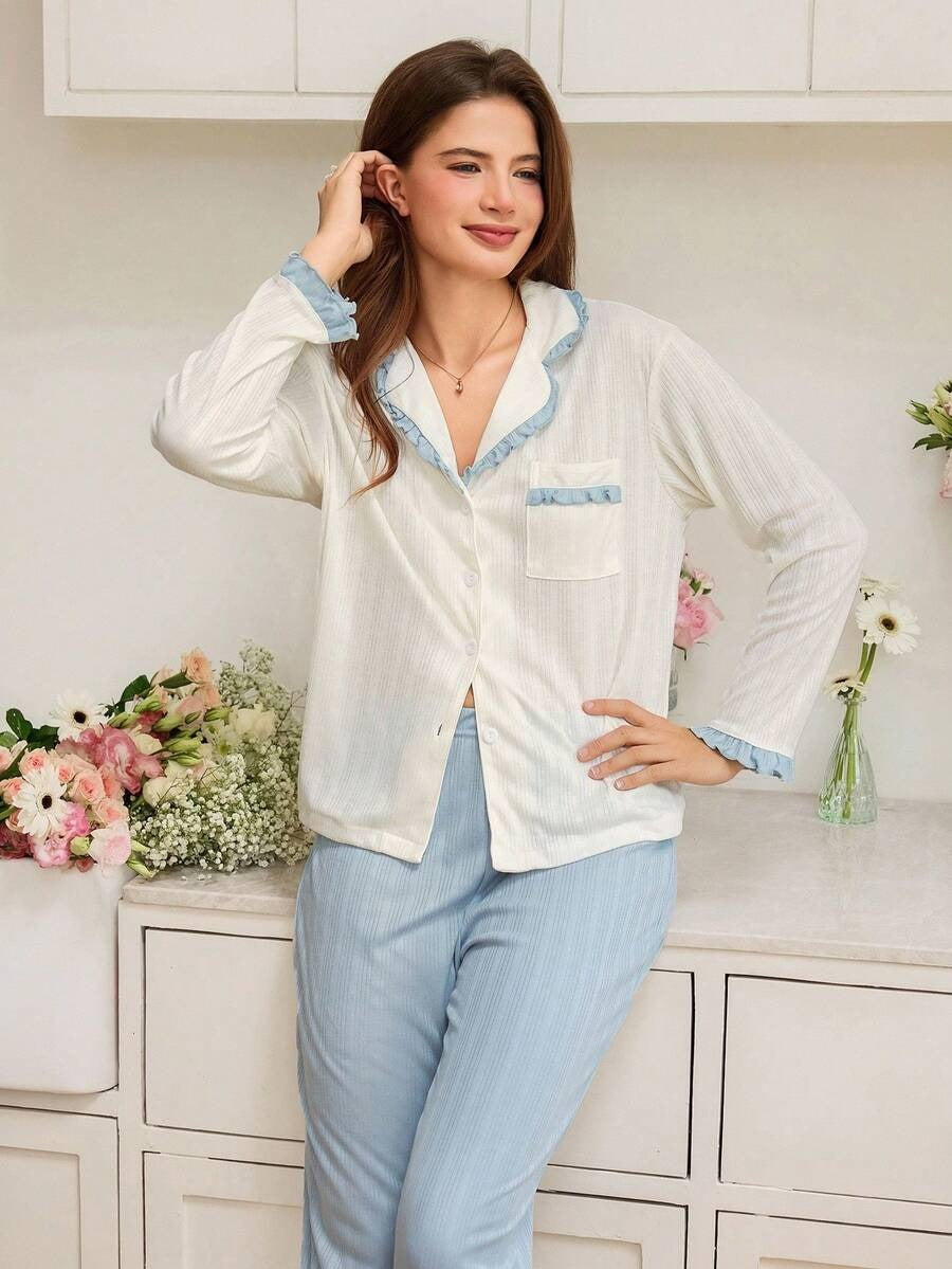 SHEIN Snug Reverie طقم بيجامة أبيض