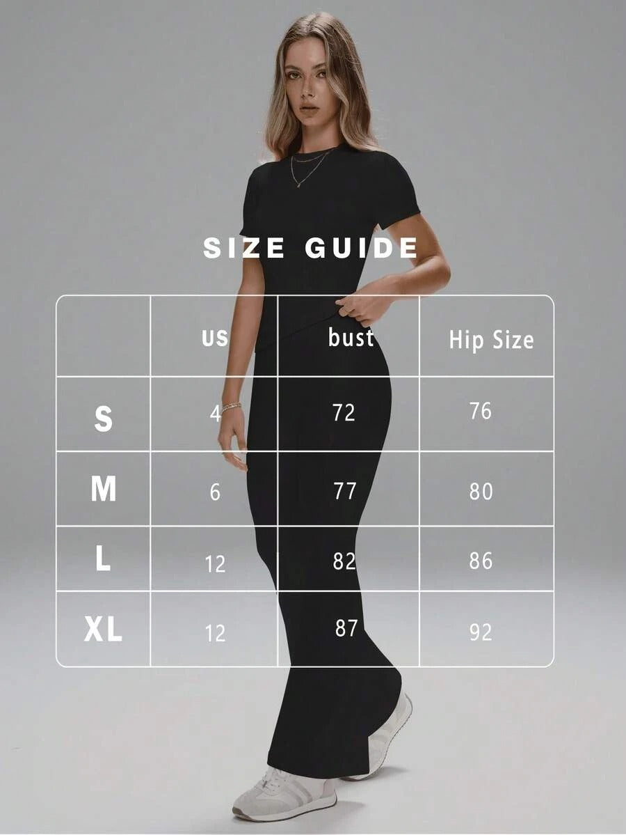 SHEIN طقم نسائي رياضي قطعتين بلون أسود