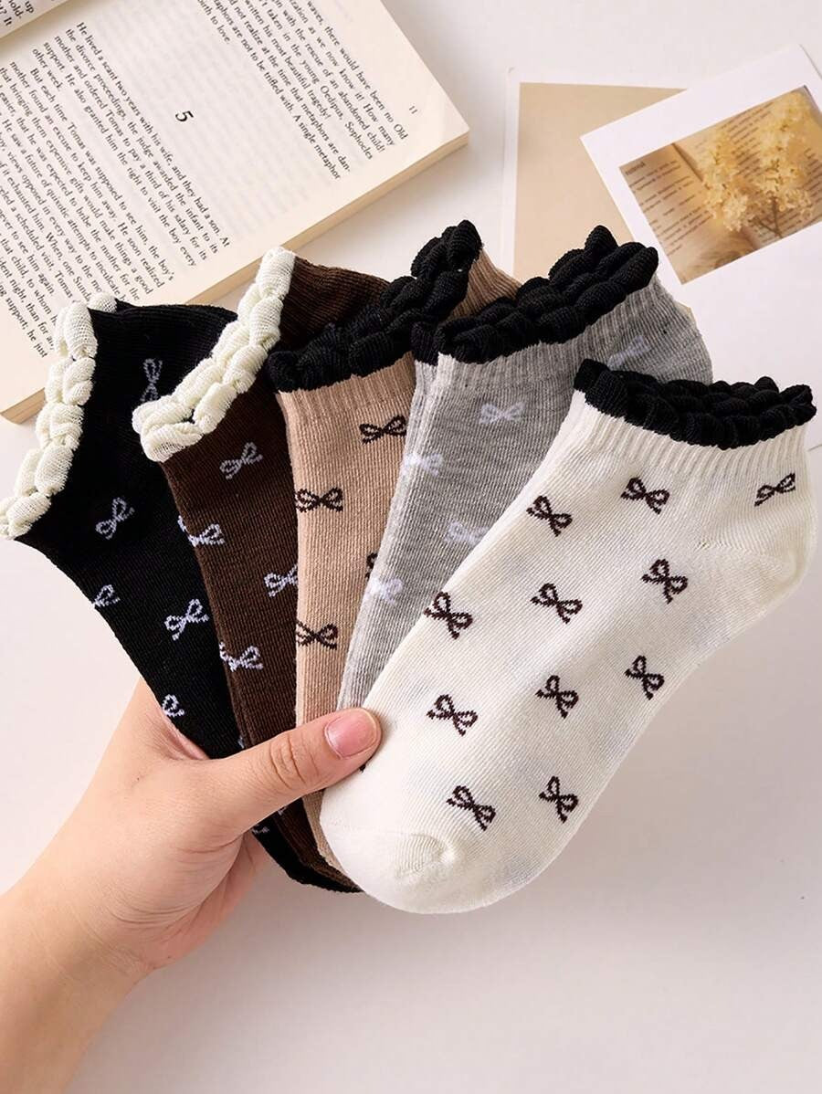 SHEIN جوارب كاحل نسائية 5 ازوراج بزهرة فرنسية