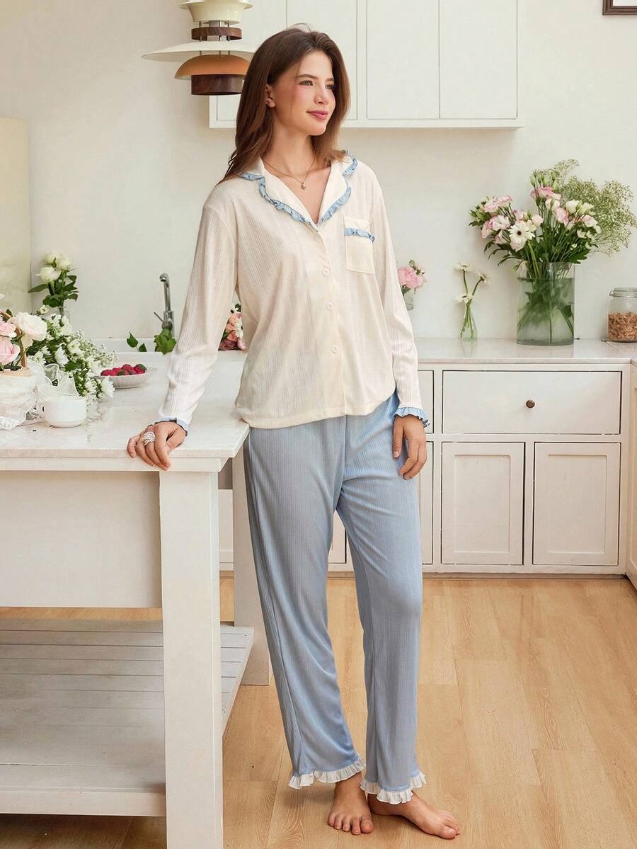 SHEIN Snug Reverie طقم بيجامة أبيض