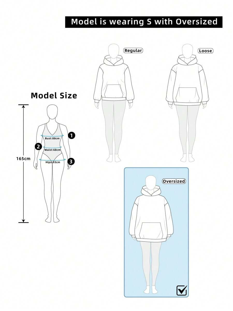 SHEIN EZwear هودي أسود مطبوع بطبعة فارس مع كابوشون