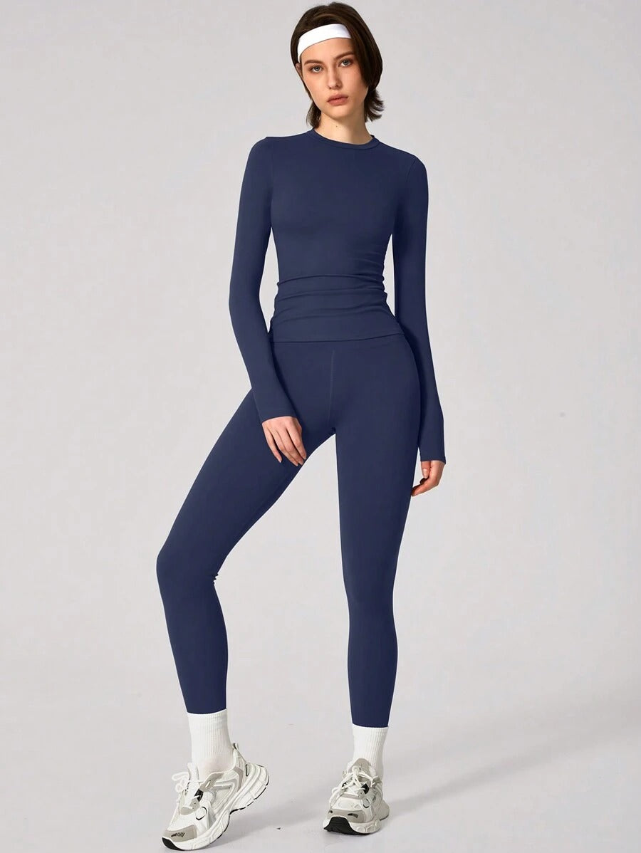 SHEIN طقم رياضي نسائي قطعتين أزرق بحري أنيق