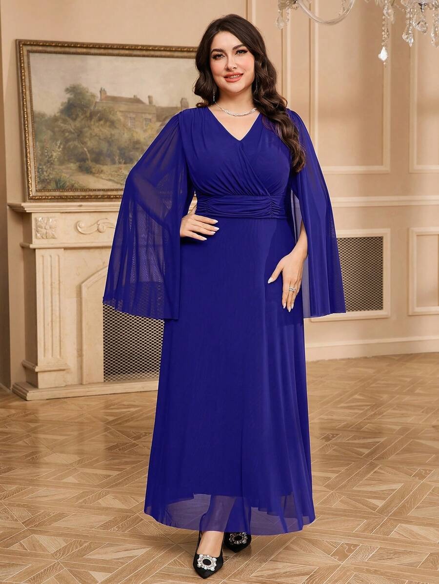 SHEIN Modelyn فستان أزرق غامق طويل