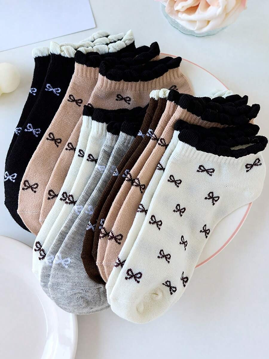 SHEIN جوارب كاحل نسائية 5 ازوراج بزهرة فرنسية