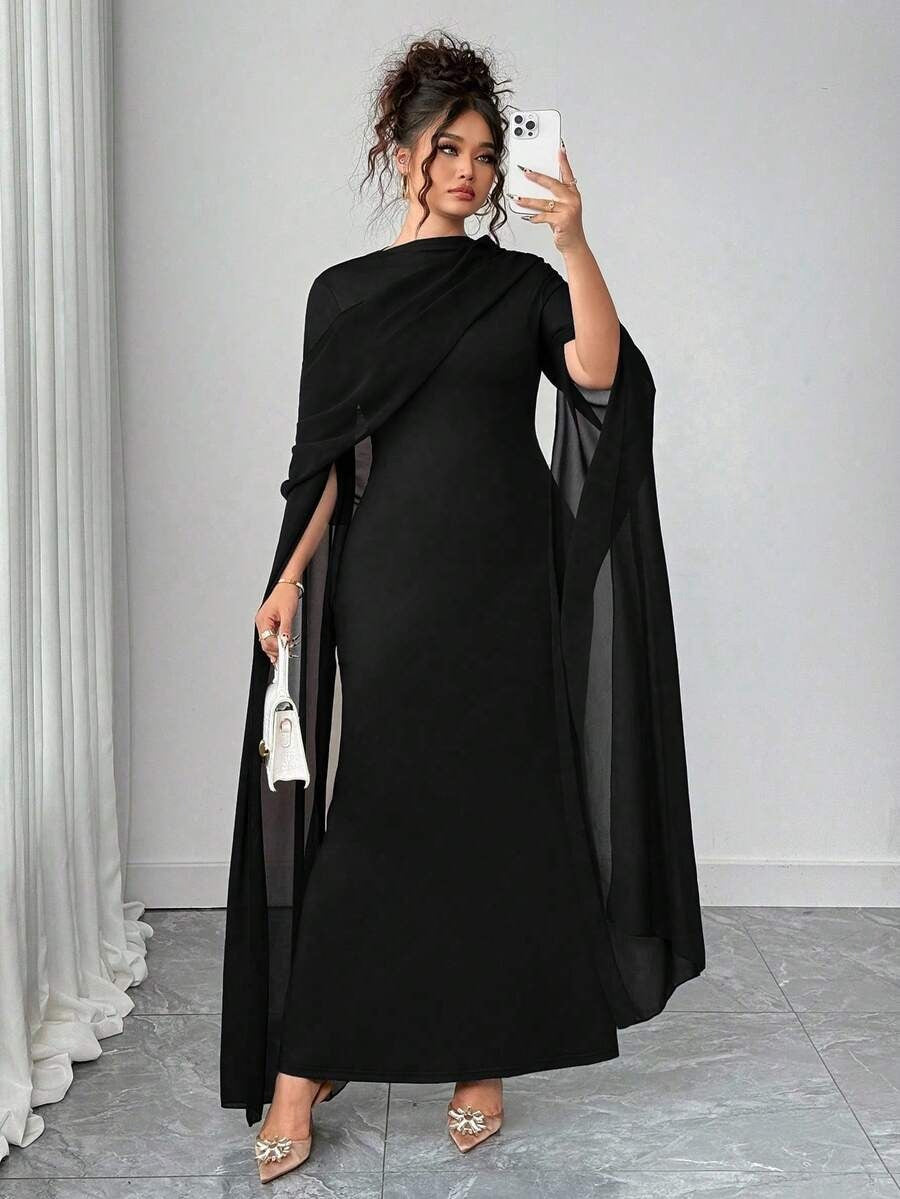 SHEIN Elenzga فستان أنيق بلون أسود