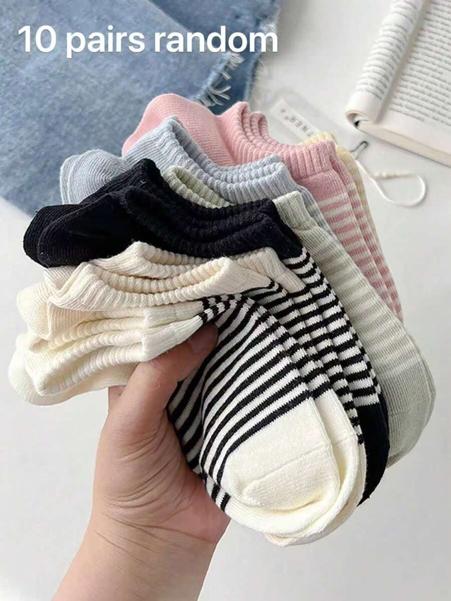 SHEIN مجموعة 5 أزواج جوارب كاحل نسائية