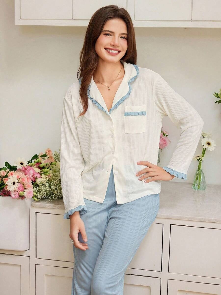 SHEIN Snug Reverie طقم بيجامة أبيض