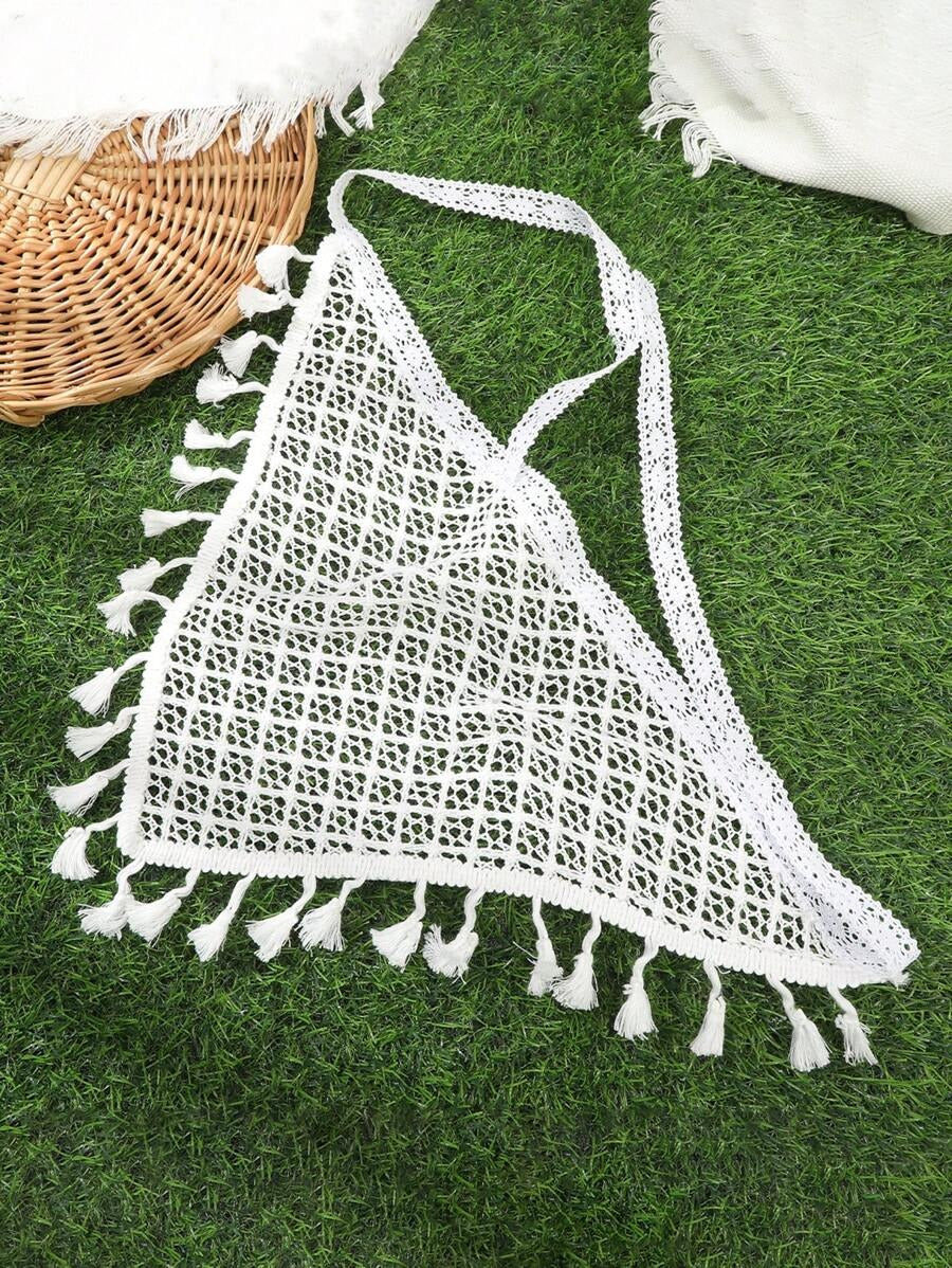 SHEIN وشاح شاطئي أبيض للشعر