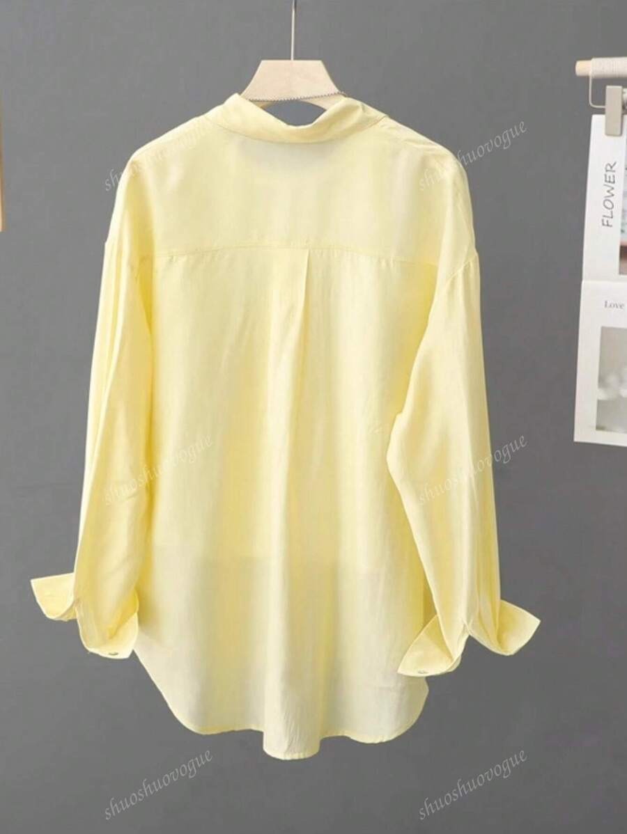 SHEIN قميص نسائي خفيف فضفاضة بلون أصفر
