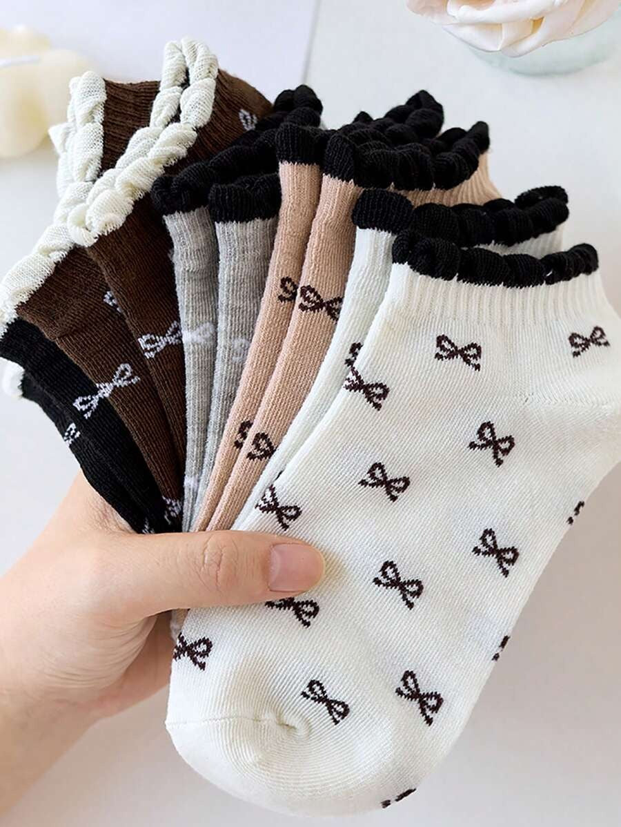SHEIN جوارب كاحل نسائية 5 ازوراج بزهرة فرنسية