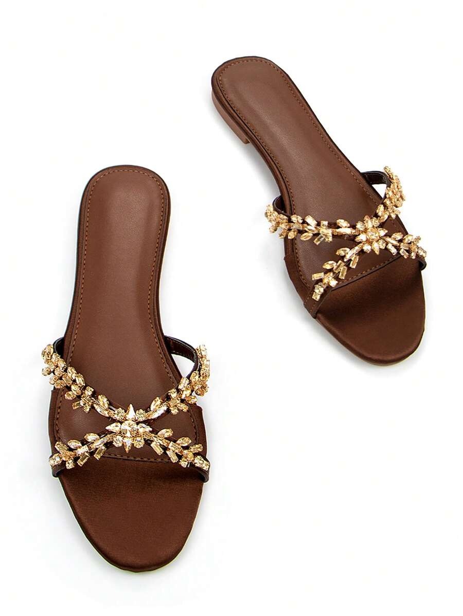 SHEIN صندل مسطح أنيق بلون بني