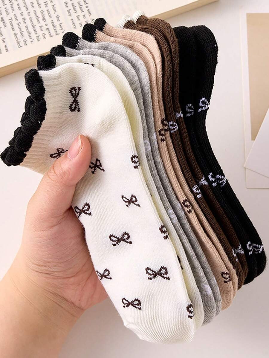 SHEIN جوارب كاحل نسائية 5 ازوراج بزهرة فرنسية