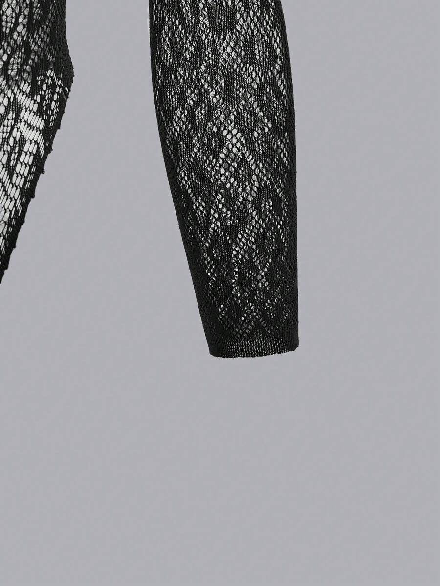 SHEIN بوديسوت داخلية سوداء لامعة بتصميم مختلف